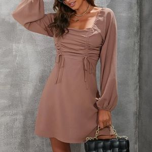 Long sleeve square neck dress